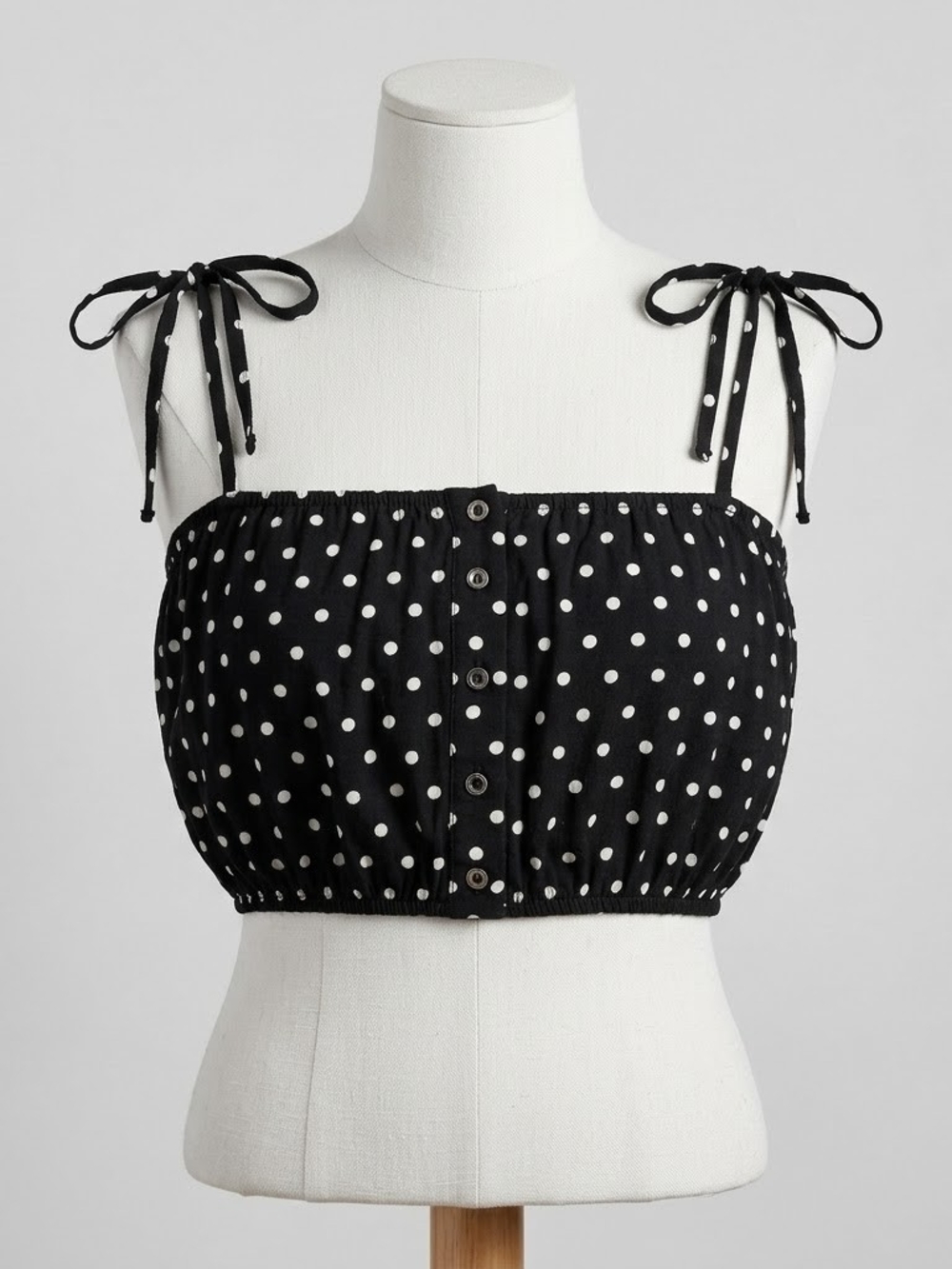 Polka Dot Tie-Strap Crop Top - Black/White Free People